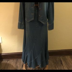 Denim skirt and jacket